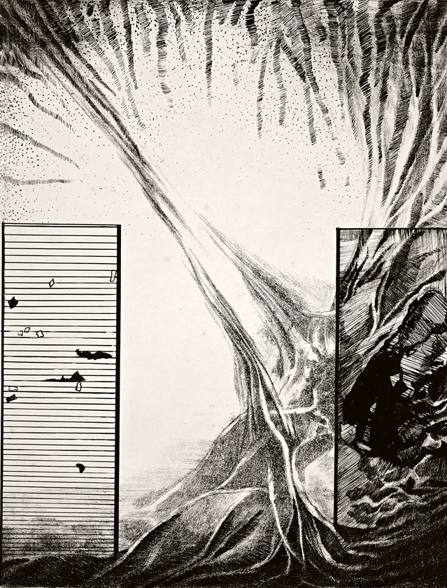 Dariusz Piekut: Korzenie wiary | tech. mieszana, karton, 25 x 19 cm | 1994