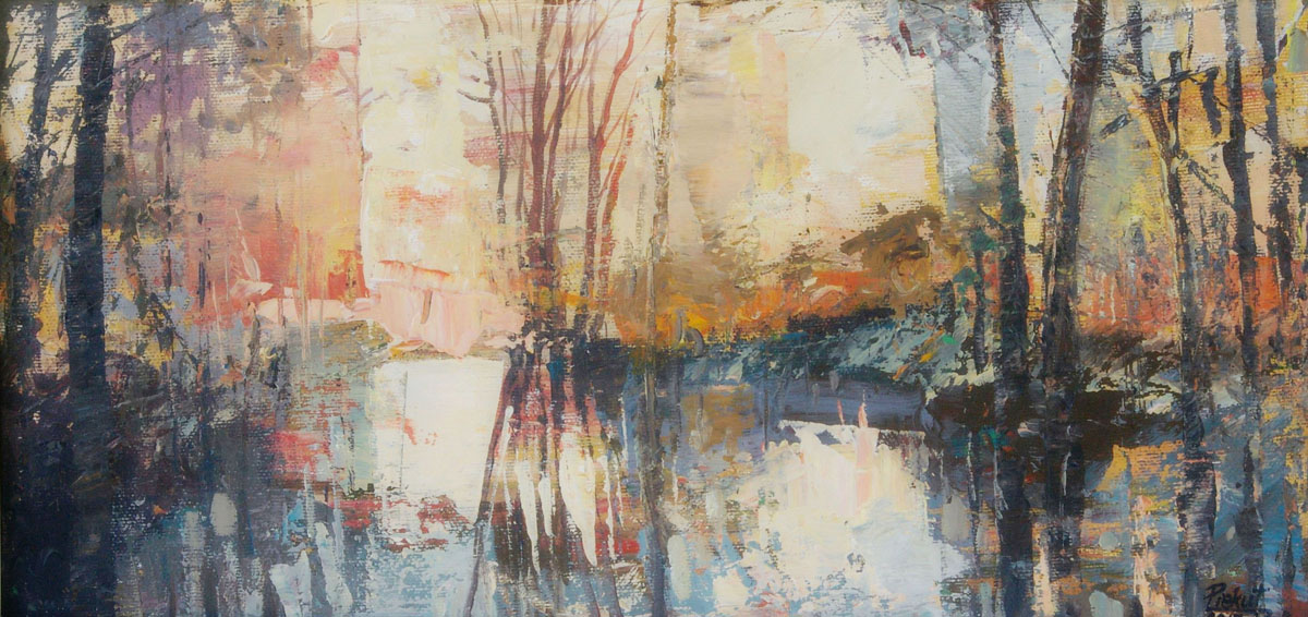 Dariusz Piekut: Na Roztoczu 56 | akryl, płótno, 22x45 cm | 2017