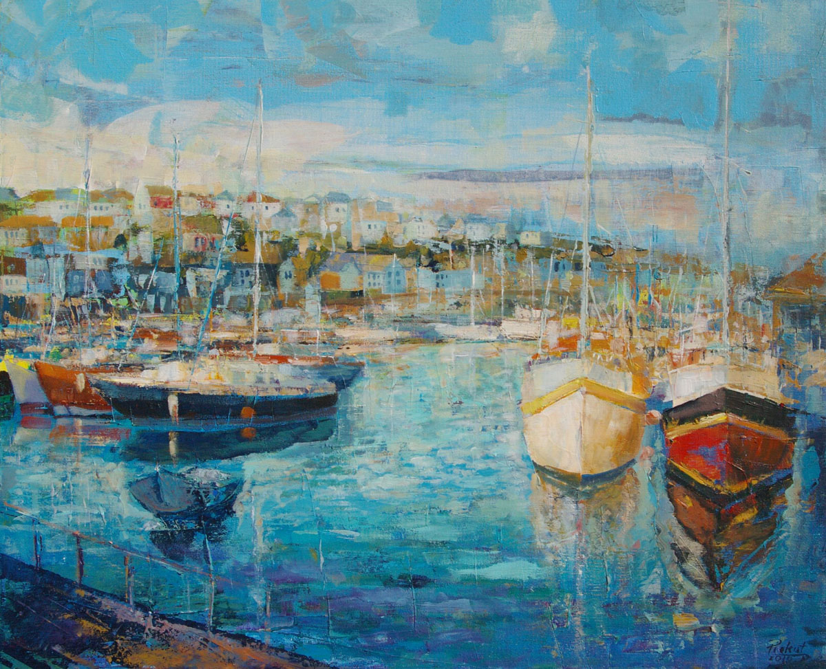 Dariusz Piekut: W porcie XIX | akryl, płótno, 50 x 60 cm | 2019