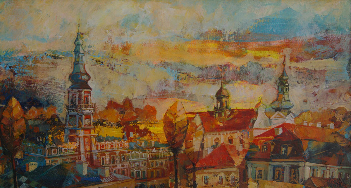 Dariusz Piekut: Zamojska Bajka 115 | akryl, płótno, 21x38 cm | 2019