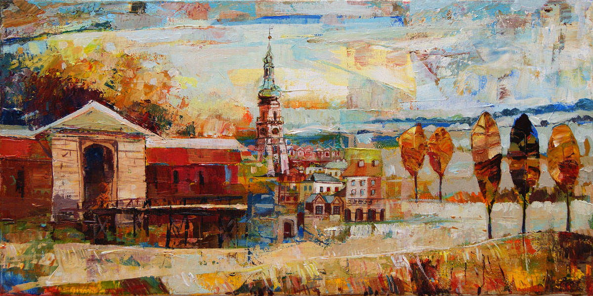 Dariusz Piekut: Zamojska bajka 153 | akryl, płótno, 30x60cm. | 2020