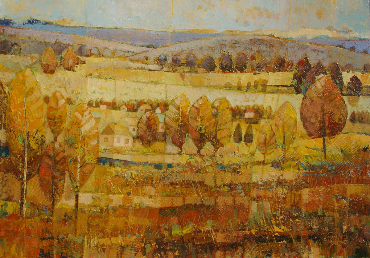 Dariusz Piekut: Pejzaż z okolic Skierbieszowa 2018 r. | akryl, płótno, 50x70 cm | 2018