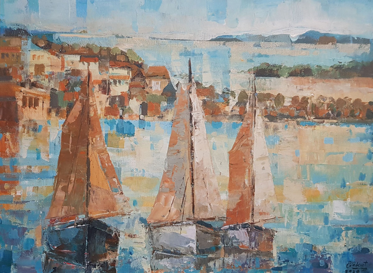 Dariusz Piekut: Śródziemnomorskie klimaty | akryl, płótno, 30x40 cm | 2020