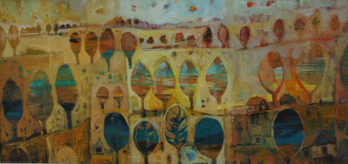Dariusz Piekut: Roztoczańska Bajka 17 | akryl, płótno, 22x45 cm | 2017