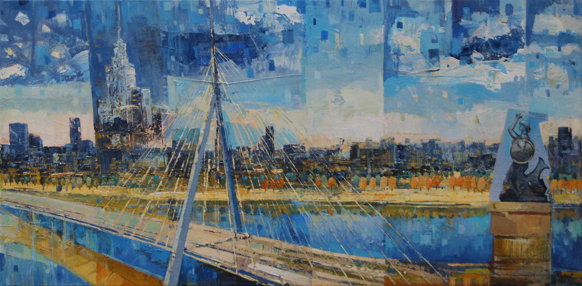 Dariusz Piekut: Bajkowa Warszawa VI | akryl, płótno, 40x80 cm | 2018