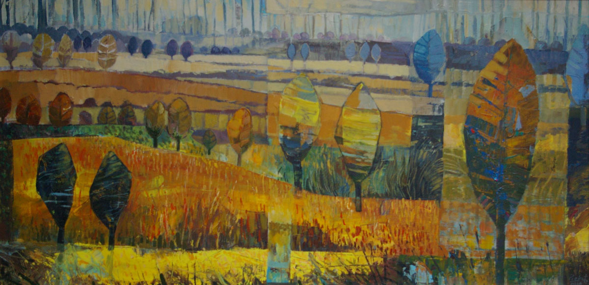 Dariusz Piekut: Roztoczańska Bajka 77 | akryl, płótno, 40 x 80 cm | 2018