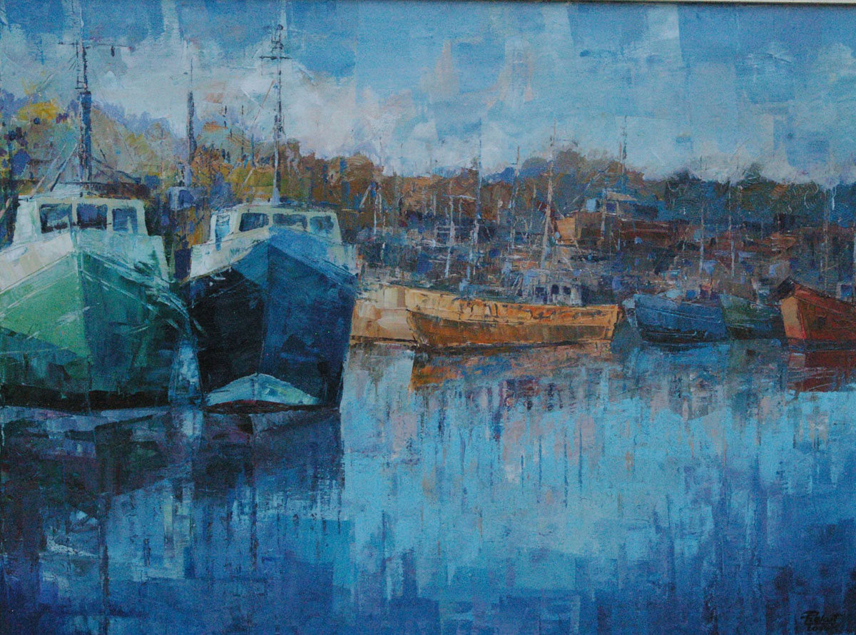 Dariusz Piekut: W porcie II | akryl, płótno, 60x80 cm | 2017