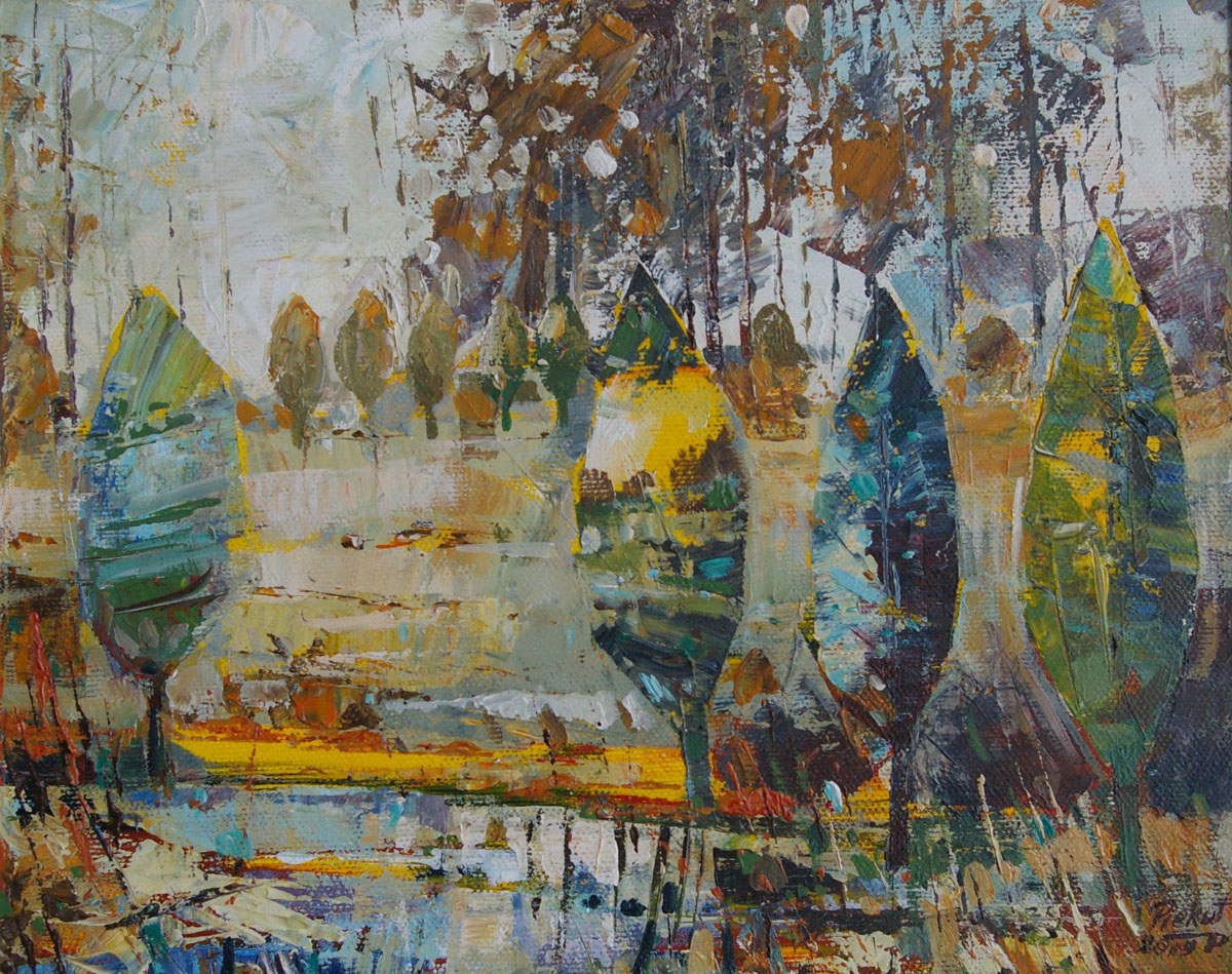 Dariusz Piekut: Roztoczańska Bajka 121 | akryl, płótno, 24 x 30 cm | 2019