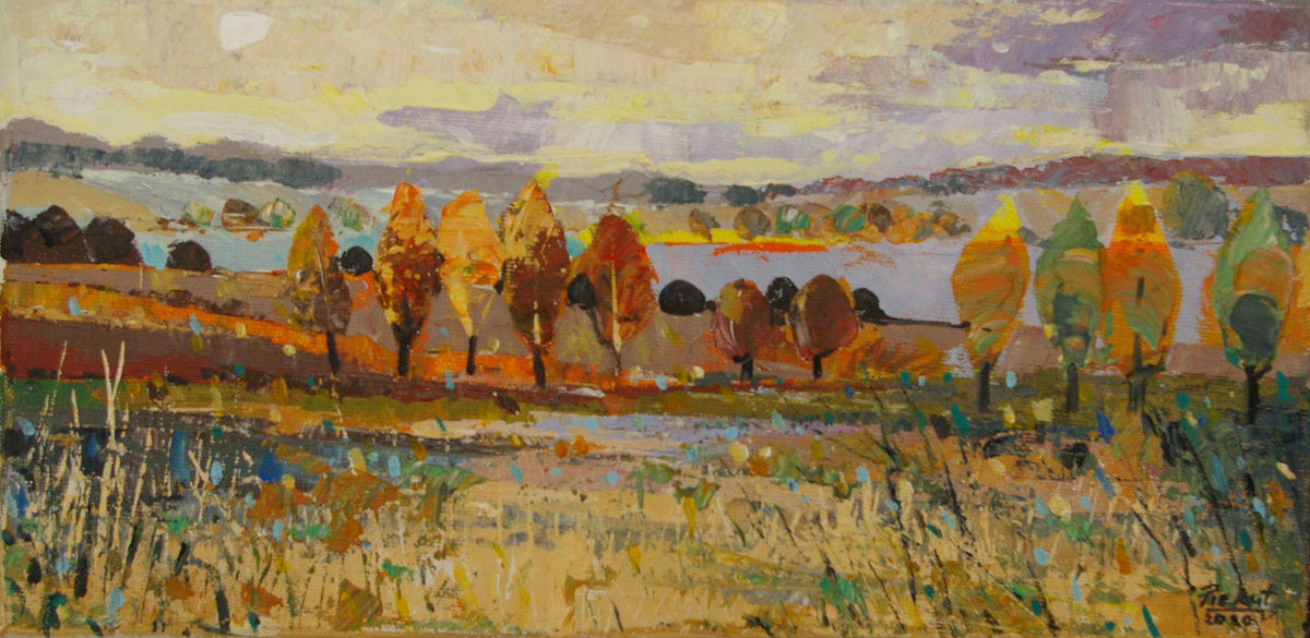 Dariusz Piekut: Roztoczańska Bajka 140 | akryl, płótno, 20 x 40 cm | 2020